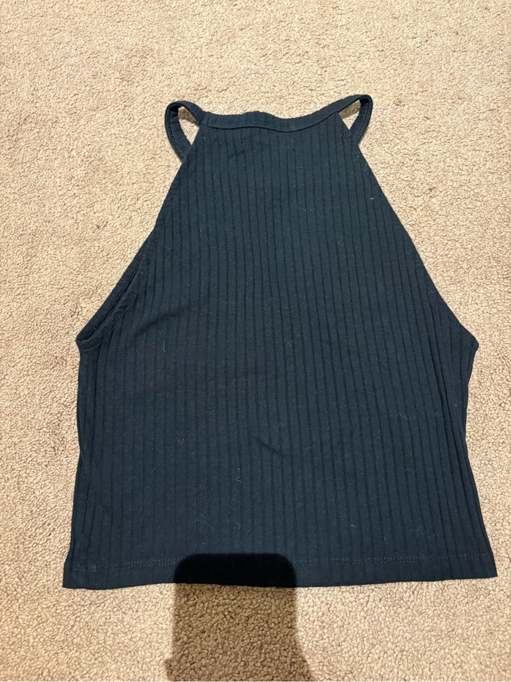 American Eagle Outfitters Black Ribbed Halter Crop Tank size xs - Picture 5 of 5